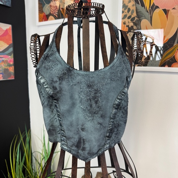 My Choice | Tie Dye Embroidered Halter Top | Free Size - Picture 1 of 7